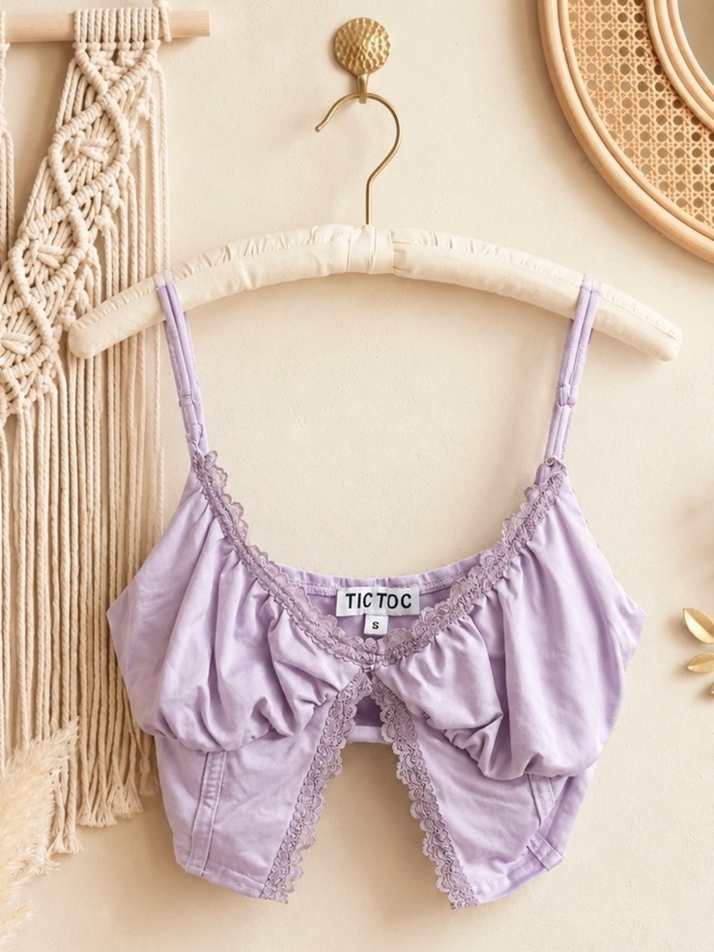 Tic Toc Purple Lace Crop Top Tank